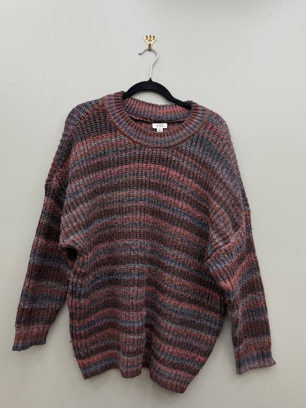 a.n.a Chunky Knit Oversized Sweater Multicolor Striped Boho Cozy 0X